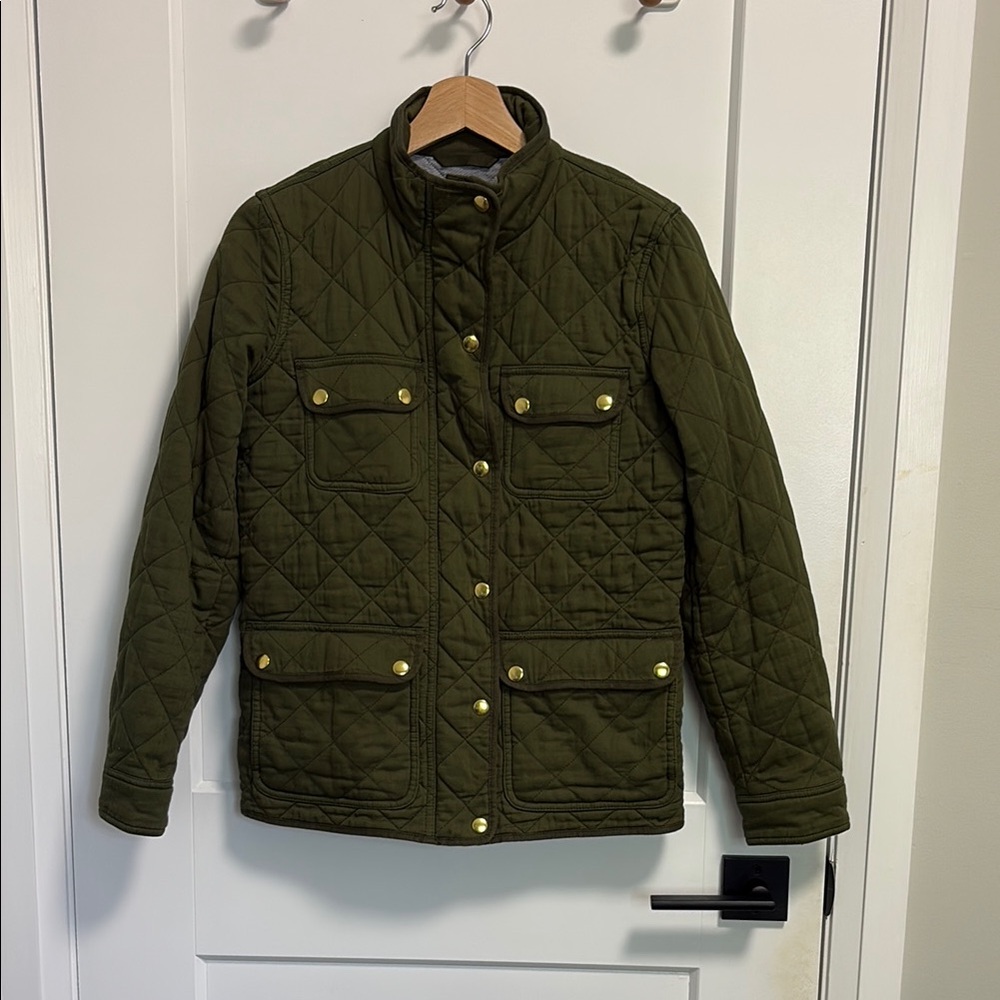 J Crew Olive Quilted Jacket